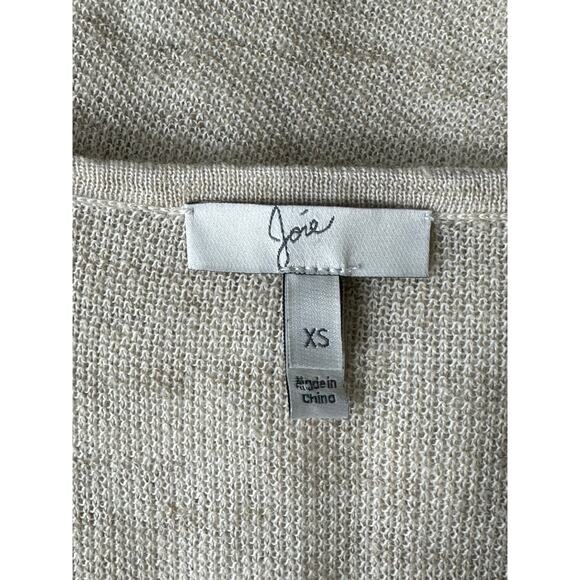 Joie Sweater‎ Women XS Annalie Fringe Wool Linen Beige Knit Relaxed Boho Beachy - Picture 6 of 9